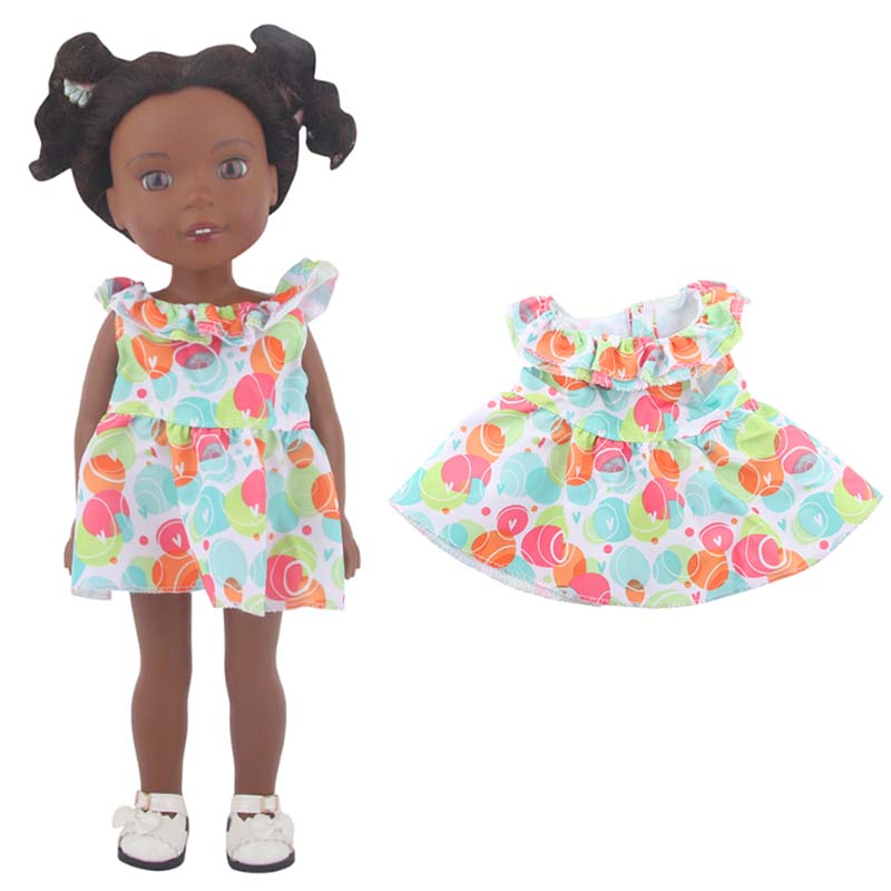 14 inch doll clothes doll green and blue dress-CL-0051-1插图